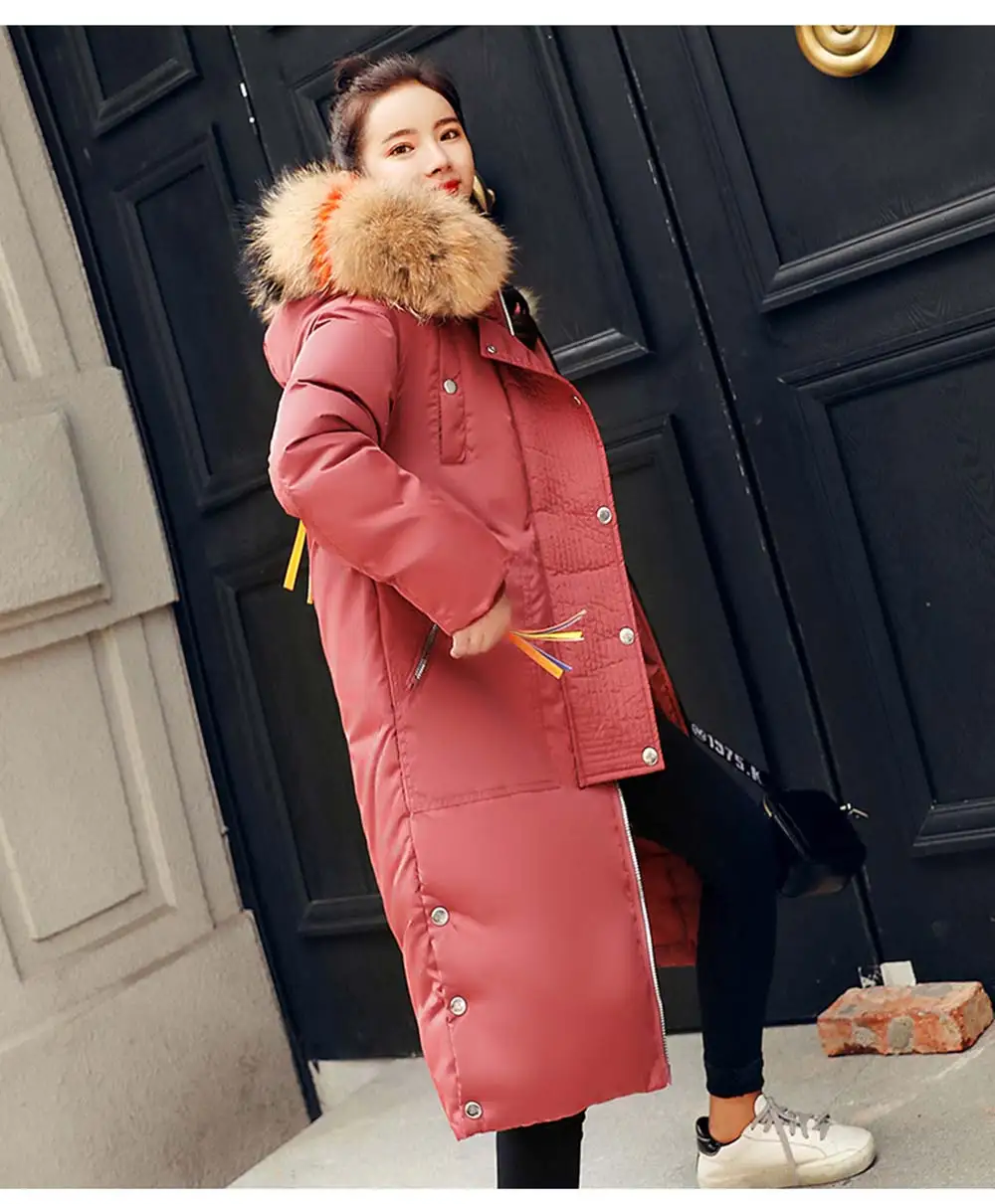 PinkyIsBlack зимнее пальто женские зимние куртки Женское пальто Верхняя одежда с капюшоном женские длинные парки из искусственного лисьего меха с хлопковой подкладкой