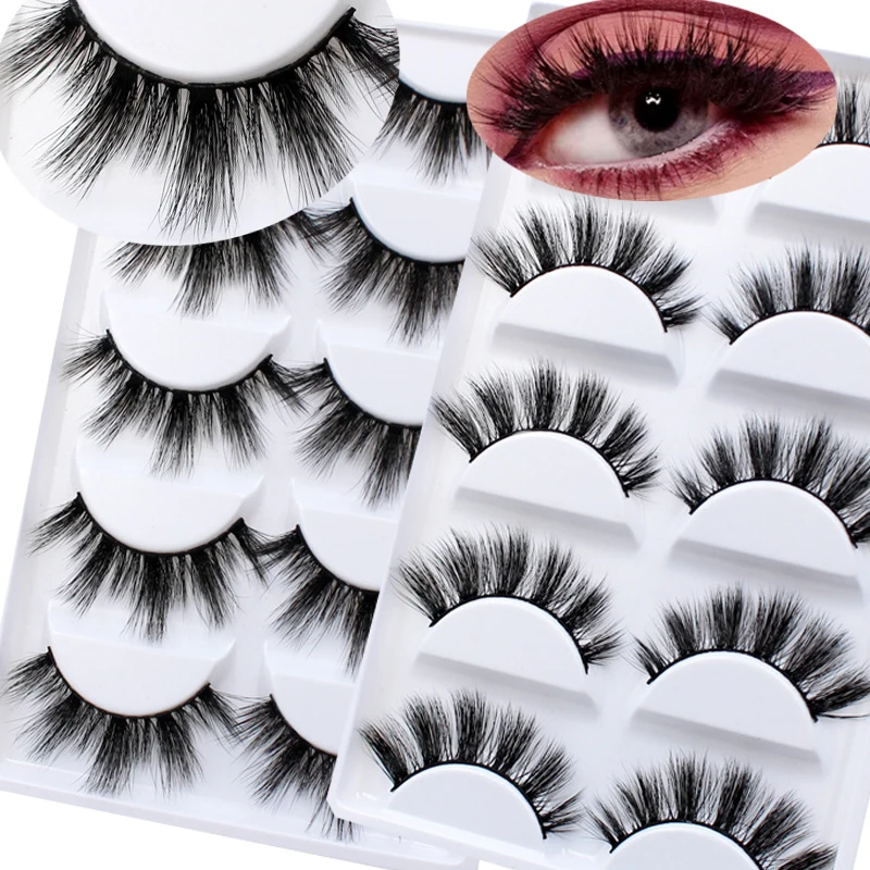 

NEW 3/5 Pairs 3D Mink Hair False Eyelashes Wispy Natural Long Glam Lashes 100% Cruelty free Reusable Eye Extension Makeup Tools