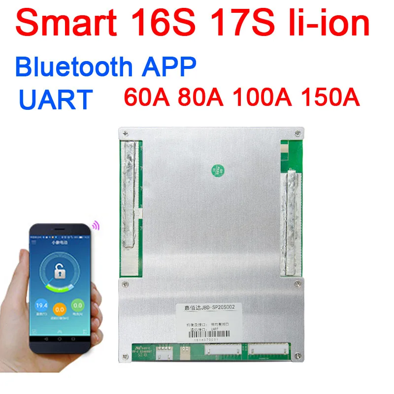 

DYKB 17S 16S 60A 80A 100A 150A Lifepo4 li-ion lithium Smart BMS battery protection board Bluetooth APP UART software monitor