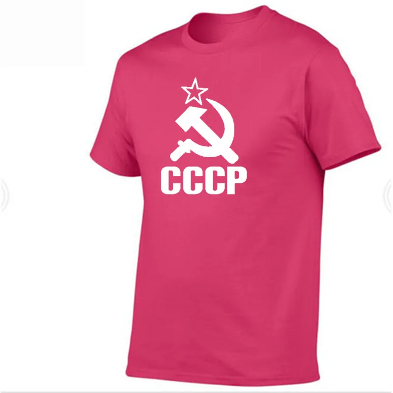 Футболка для спортзала WINER CCCP, Мужская футболка с коротким рукавом, футболки из хлопка с круглым вырезом - Цвет: 4  rose Red