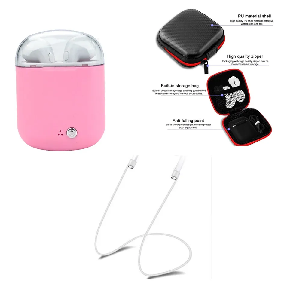 

Mini Double ear Earbuds bluetooth Earphone i7 TWS Wireless earphones Headsets with mic with retail box and rope for smart phone