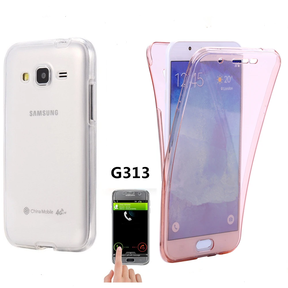 

G313H Crystal Touch Full body Transparent Case for Samsung Galaxy ACE4 G313 Cover Soft Silicone Phone bag Cases SM 313 ACE 4