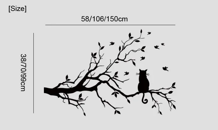 Cat On Tree Branch Birds Vinyl Wall Sticker Wall Art Decorative Stickers,Glass Window Sticker Kitchen Wall Stickers Home Decor Cat On Tree Branch Birds Vinyl Wall Sticker Wall Art Decorative Stickers,Glass Window Sticker Kitchen Wall Stickers Home Decor