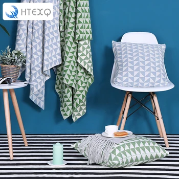 

HTEXQ Geometry Pattern Cotton Soft Home Decorative Throw Cushion Cover Pillow Cover Pillowcase with Hidden Zipper Closure