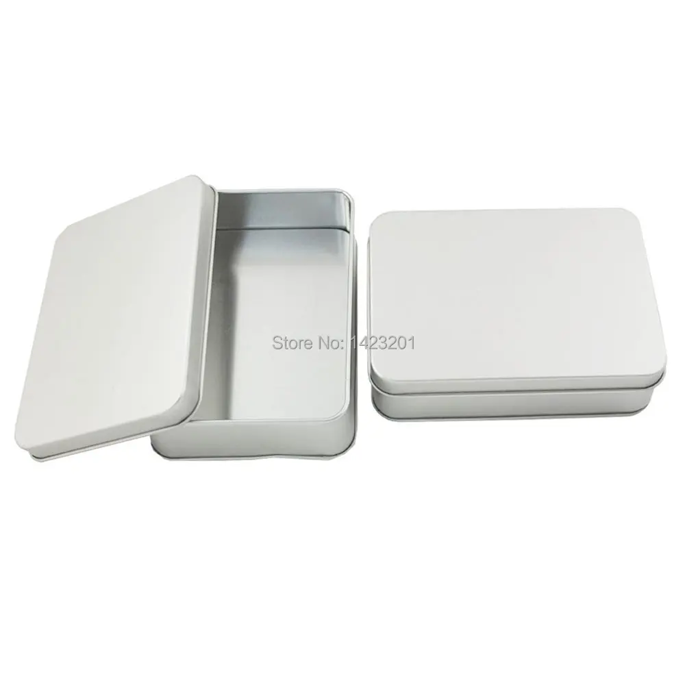 

2 Pcs / Lot Height 48mm Tinplate Iron Tin Storage Case Square Container Small Box Nickel