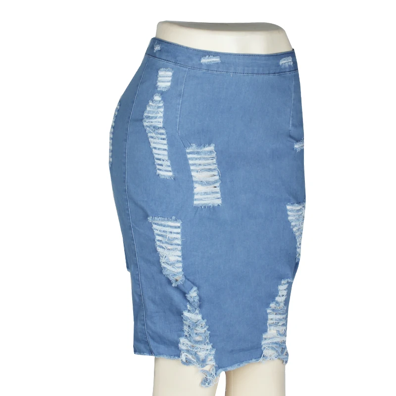 Chrleisure, юбки с высокой талией, женская летняя джинсовая юбка до колена, сексуальная модная джинсовая юбка с дырками