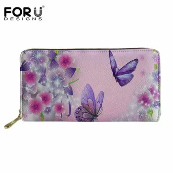 

FORUDESIGNS Butterfly Long Leather Women Wallets Luxury Brand Designer Female Clutch Coin Purses Money Bag Cuzdan Walet Pocket