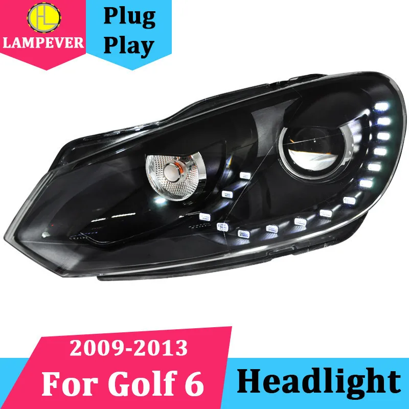 Perfect For VW golf6 MK6 Gti R20 headlights headlight 2009-2013 For golf 6 LED Spot DRL bi xenon lens Hid led parking head lamp front 1