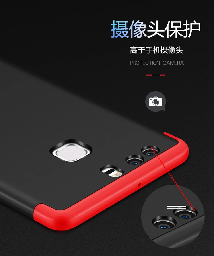 360 градусов Роскошный 3 в 1 полный корпус Защита Coque Capa чехол для Huawei P9 Пластиковый ударопрочный Твердый Чехол для задней чехол для Huawei P9