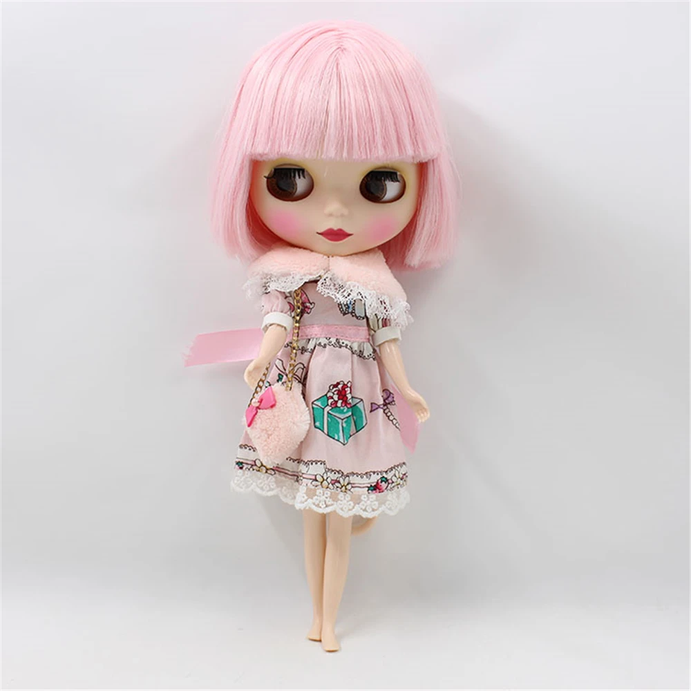 

Blyth Nude Doll Pink Short Hair With Bangs 4 Colors Big Eyes Suitable DIY Face Makeup Fashion Doll Toys