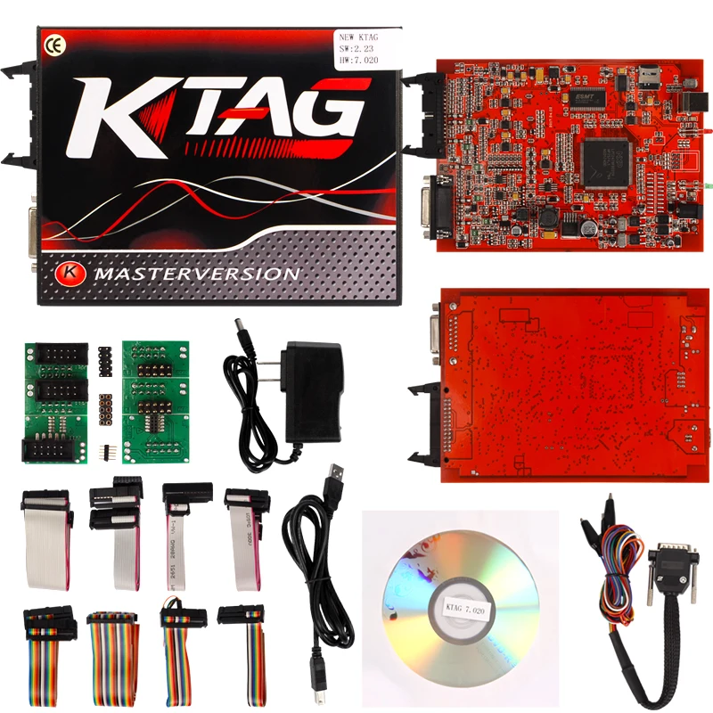 Красный KESS V2 V5.017 ECU программист онлайн Kess Ktag V7.020 мастер ECU чип тюнинг инструмент автомобиль/Трактор менеджер Тюнинг Комплект