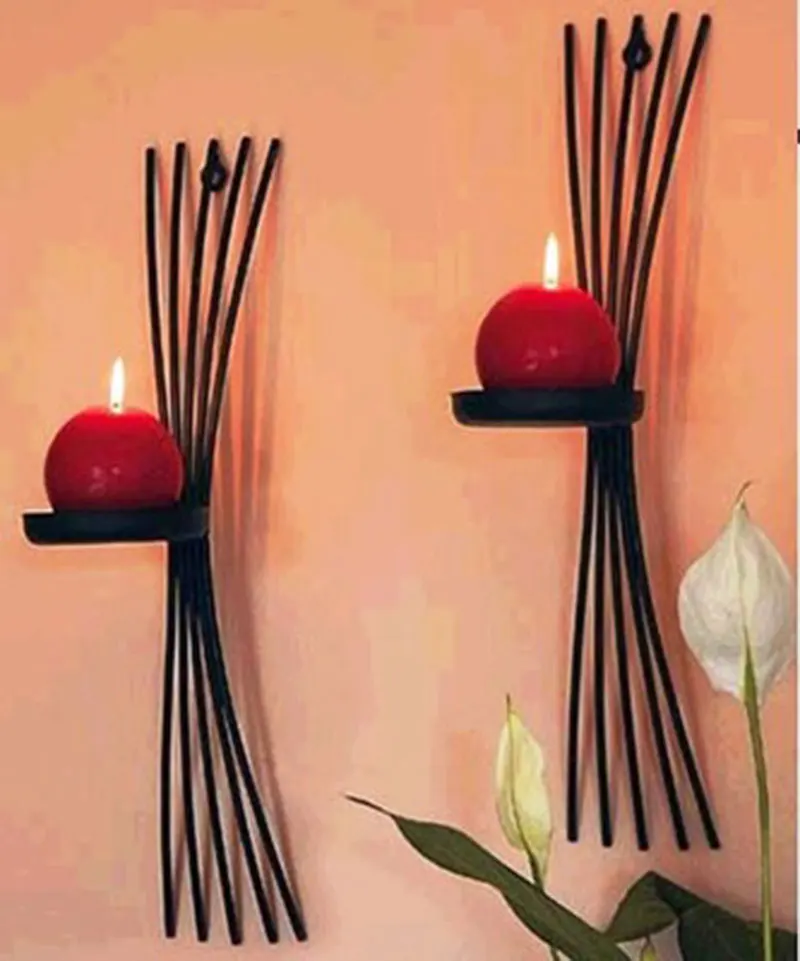 

2pcs/pack Vintage casting metal candle holders wall candle stand cast Iron home decoration art decor home accent party bar decor