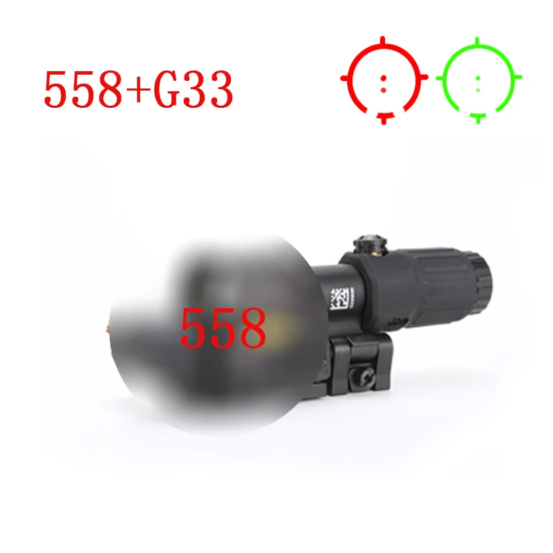 

Hunting Rifle Scope 558+G33 Holographic Red Green Dot Sight Rifle Scope 3x magnifier For 20mm Rail Mounts Tan Black Red Color