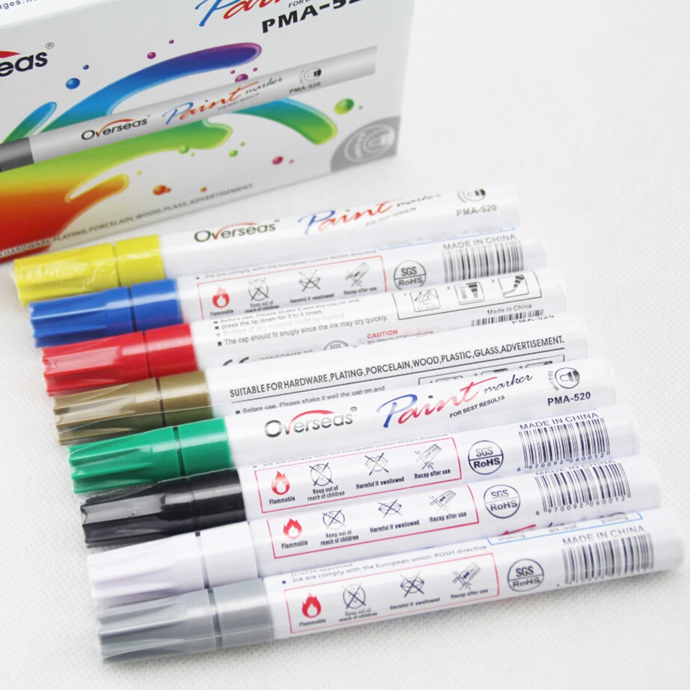 Экологичная автомобильная ручка для рисования граффити DIY аксессуары для альбомов PMA-520 маркер золотой, серебряный, желтый, черный, белый, синий, красный