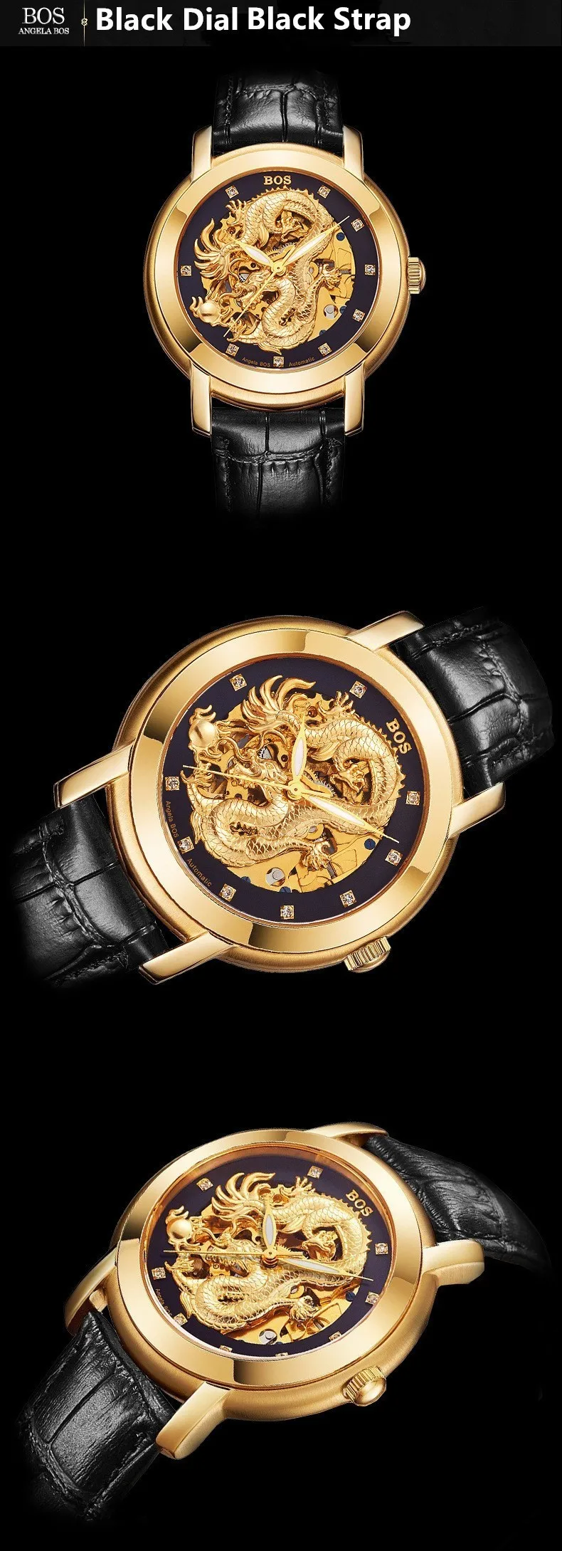 Relogio Masculino Анжела BOS золото деловые часы для мужчин непромокаемые Роскошные светящиеся Автоматические наручные часы Военная Униформа часы