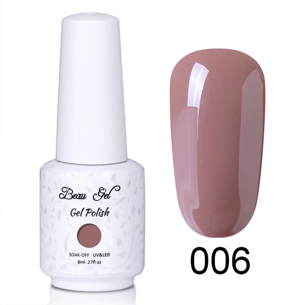 Beau Gel 8ml Nude Color UV Gel Nail Polish Soak Off Vernis Semi Permanent Hybrid Varnish Gellak Enamel Lacquer Jelly Gel Polish - Цвет: NU006