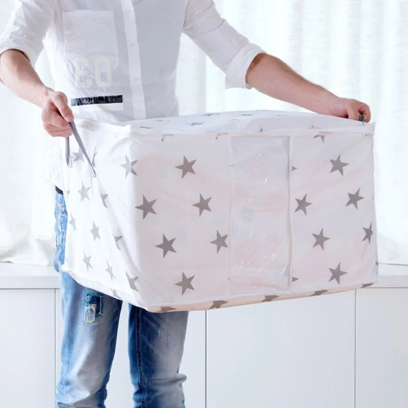 Складной квадратный стеганый, с цветочным принтом сумка для хранения одежды одеяло шкаф Органайзер для свитера коробка прозрачный мешочек контейнер