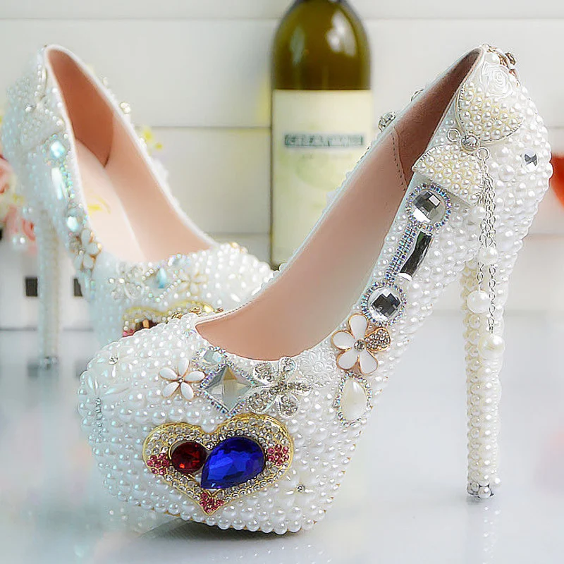 

Designer shoes women pumps ladies sexy rhinestone Crystal shoes flower white high heels woman wedding shoes