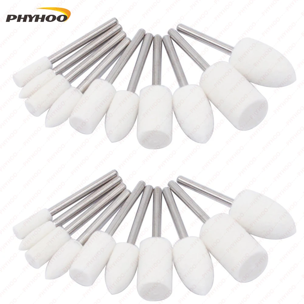 

Wool Felt Mounted Mandrel Grinding Grinder Head Polishing Buffing Bits Rotary Dremel Tool Accessories Attachment - 1/8 Inch Shan