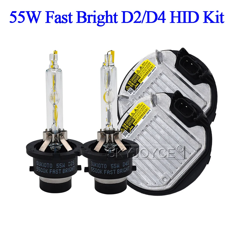 SKYJOYCE 55W D2S D4S Xenon HID Kit 5500K Fast Bright Kit Xenon Bulb D2S D2R D4S D4R Car Headlight Ballast Kit For Toyota Lexus (3)