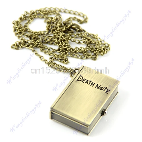 

Ladies Quartz Pocket Watch Necklace Open Death Note Design Pendant Gift #T50P# Drop ship