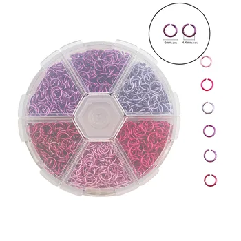 

Doreen Box Mixed Candy Color Transparent Round 6 Grid Plastic Box 0.8mm Annular Aluminum Open Jump Rings 6mm-1Box (About 1080)
