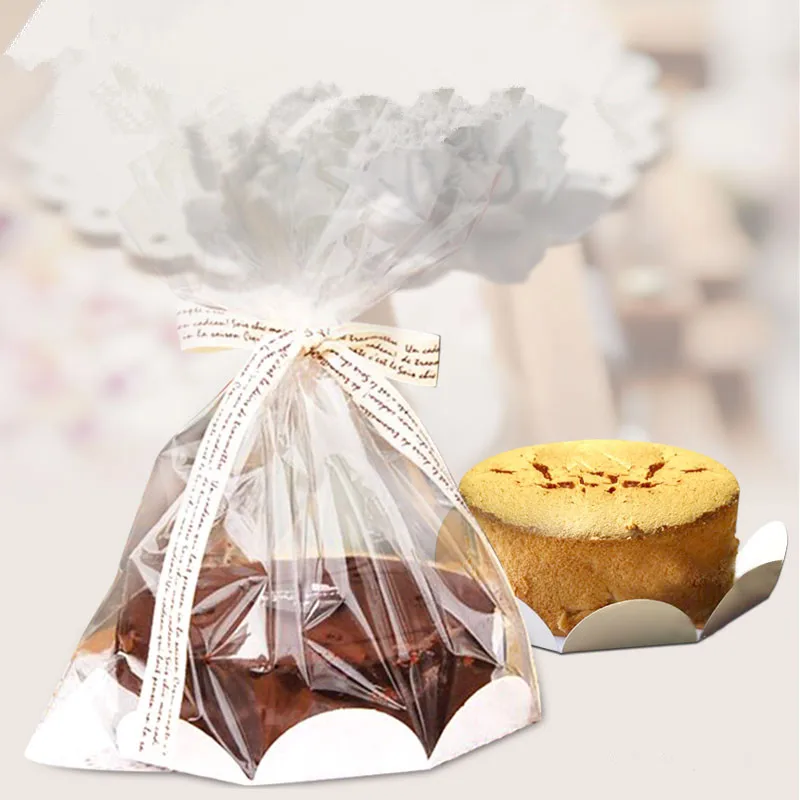 Chiffon Cake Packaging Bags With Inserts for 6/8 Inch Clear Plastic