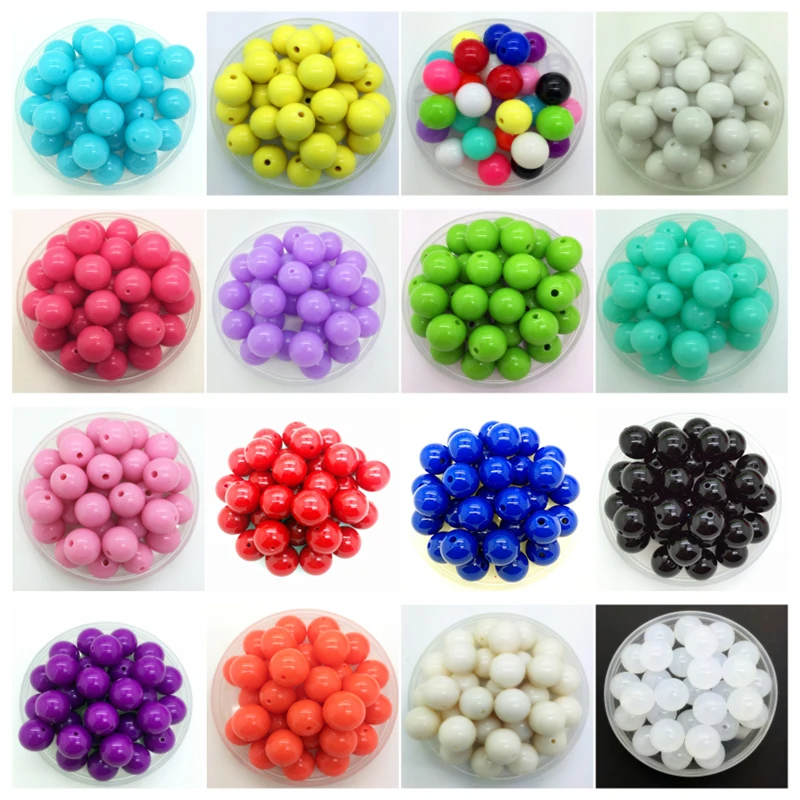 

100pcs 6mm Primary Colors Acrylic Round Pearl Spacer Loose Beads DIY Jewelry Making