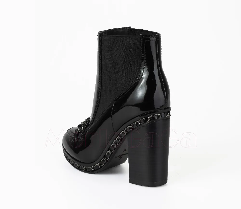 sexy women genuine leather black round toe high