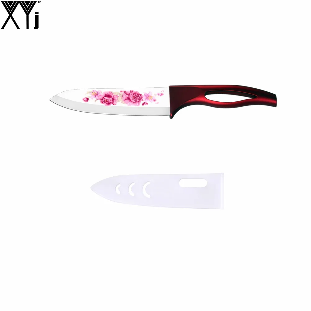 Get Red Kitchen Accessories Aliexpress Alibaba Xyj Brand 1 Piece Kitchen Knife Red Handle Beauty Flower White Blade 6 Inch Chef Ceramic Top Quality Cooking Accessories