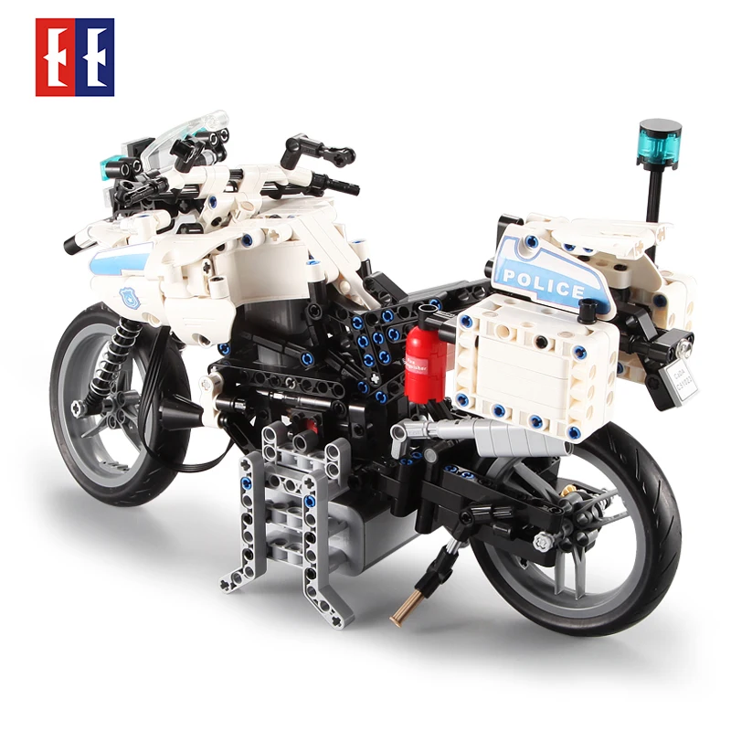 

DIY Technic Police Motorcycle City Electric Motor Power Function Car Building Block Toys for Kids Gift Compatible with Legoingly