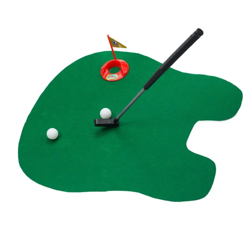 Незначительное клюшки Гольф в туалете игры высшее качество комплект для мини-гольфа Туалет подкладка для гольфа зеленый новая игра Для