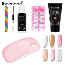 6 Вт Sunmini УФ светодиодный набор для маникюра полигель расширение лак Сушилка для ногтей Лечение УФ гель лак Слип раствор поли гель комплект