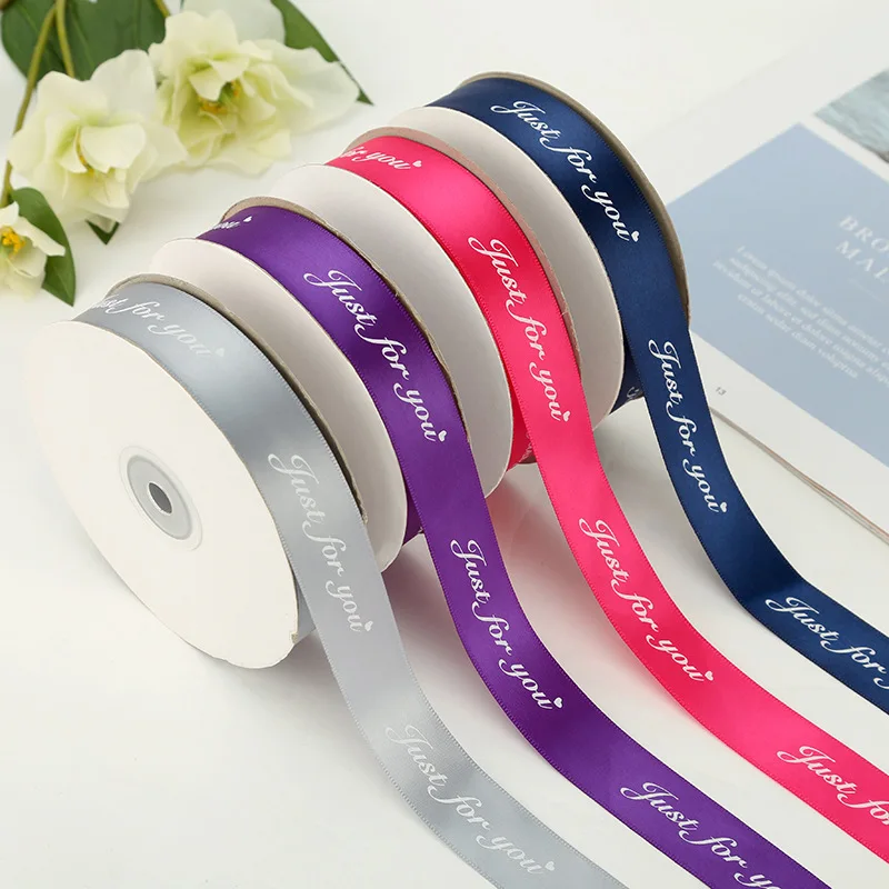 

5M 25MM Just For You Printed Polyester Ribbon for Wedding Christmas Party Decorations DIY Bow Craft Ribbons Card Gifts Wrapping