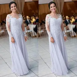 Элегантная аппликация кружево Мать невесты платья для женщин 2019 одежда с длинным рукавом Вечернее vestido de madrinha простой плюс свадебное
