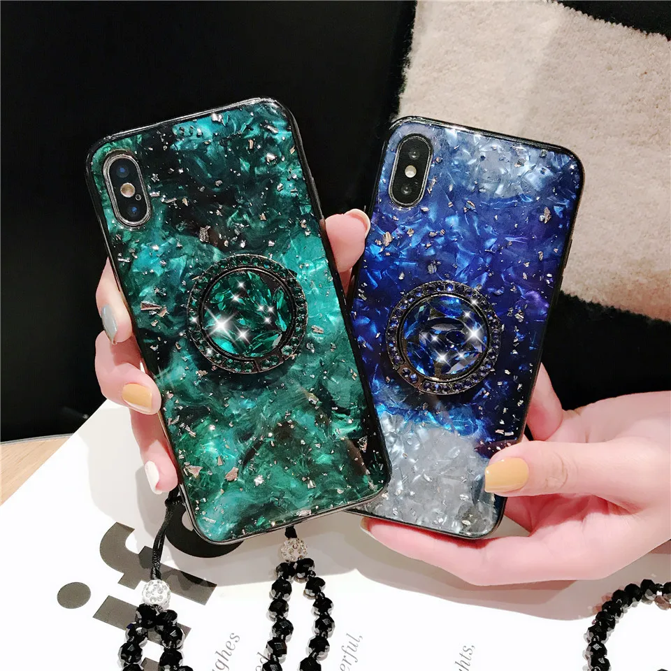 

Phone back cover fundas coque with stand Rhinestone holder and strap For Apple iPhone X XS MAX 8 plus 6 7 plus XR phone cases