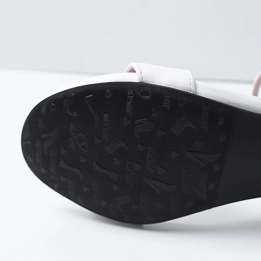 Новые брендовые летние элегантные женские сандалии для офиса белого и бежевого цвета, пикантные женские модельные туфли на не сужающемся книзу массивном каблуке, большие размеры 11, 31, 43, 47, EG51
