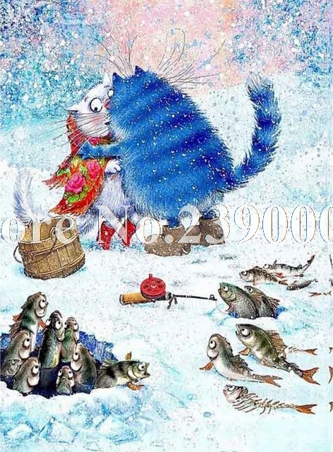 5d Diy Алмазная мозаика с изображением синего кота, вышивка крестиком, алмазная картина, вышивка в виде животных, бисер, картина, стразы, подарок - Цвет: S