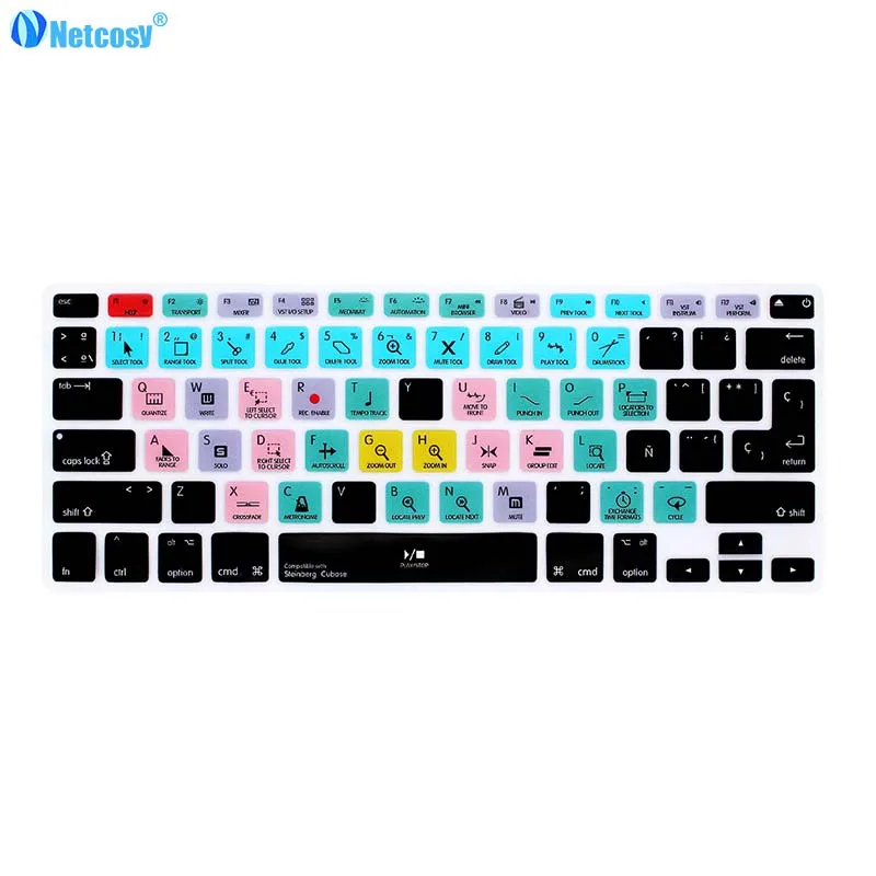 Netcosy испанская клавиатура для Macbook Pro A1278 Air 13 Steinberg Cubase Traktor VIM резиновая крышка