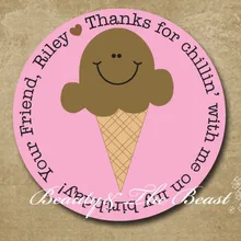 Конус мороженого персонализированные Подарочный стикер на заказ мешочки для гостинцев на вечеринках этикетка День Рождения украшения Дети вечерние Подарочная коробка конфет