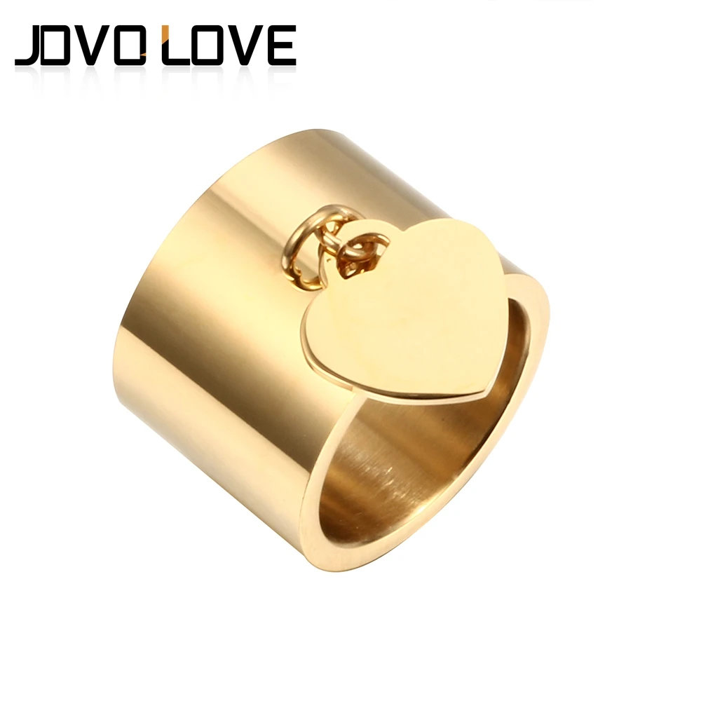 Luxury Rings Women Lover's Heart Tag Charm Gold Rings Jewelry High Quality Stainless Steel Rings for Engagement Femme Rings