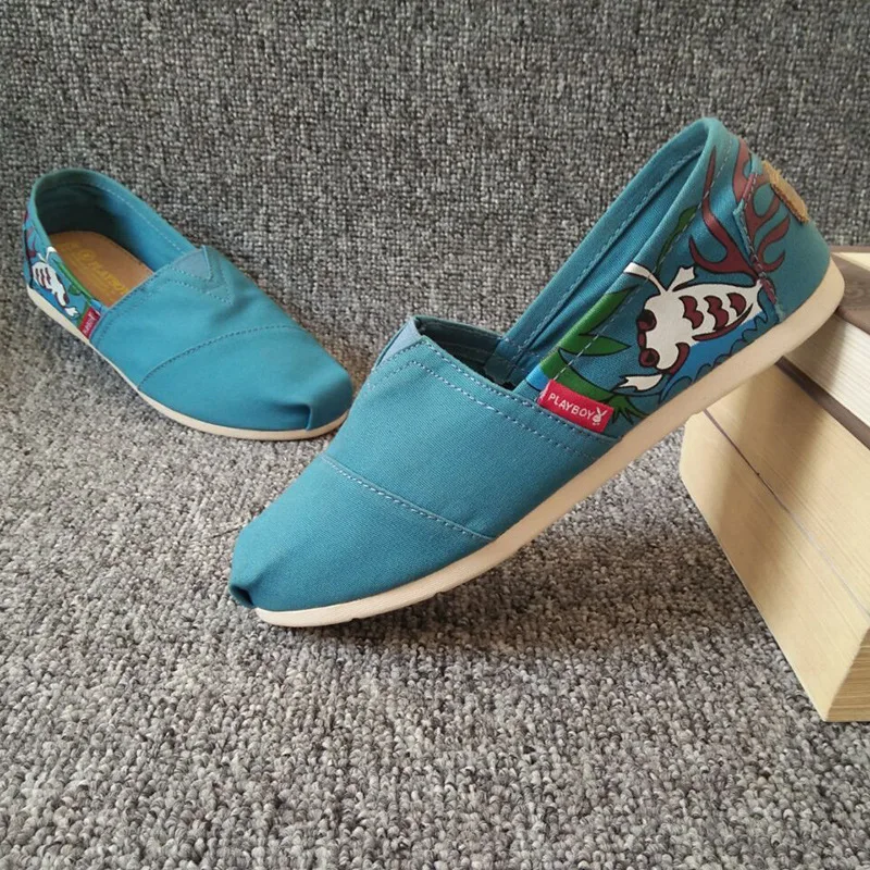 

Fine Goldfish Pattern Women Canvas Flat Shoes Spring Summer Ladies Lightweight Breathable Loafers Lazy Espadrilles Zapatos Mujer