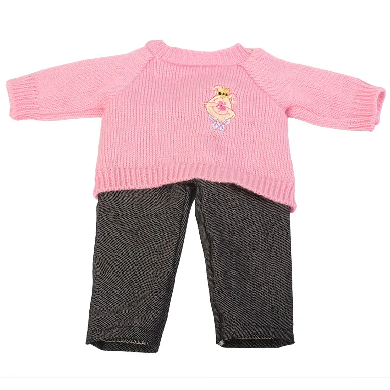 New Fashion American Doll Clothes Set Pink Sweater Jeans Clothes Suit Fit For 43cm Dolls And 18-Inch Baby Doll Toy Accessories - Цвет: CL-0069