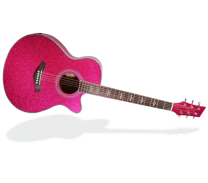 Compra guitarra acústica de color rosa online al por mayor
