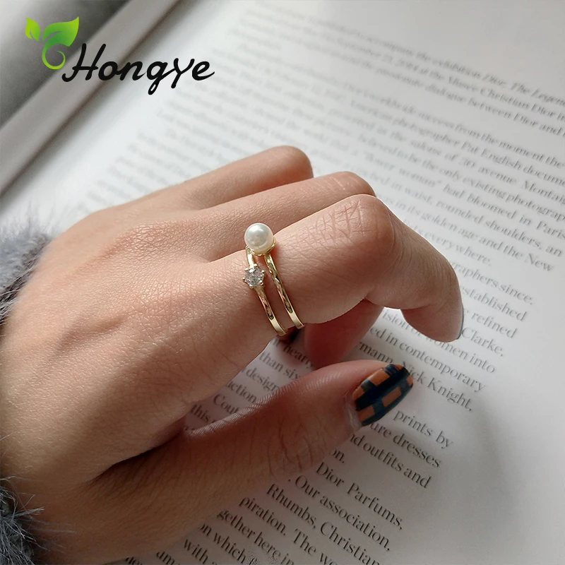 

Hongye Simple Design Pearl Rings Adjustable Finger Accessories Brand New Sterling Silver Jewelry for Women 925 Ring Silver
