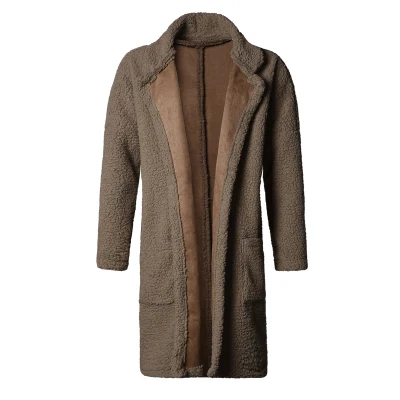 Двусторонняя одежда шерстяные пушистая флисовая куртка Длинное теплое пальто для Для мужчин зимние Для мужчин плюшевые Европейский Стиль Фирменная Новинка пальто F7099-1 - Цвет: coffee