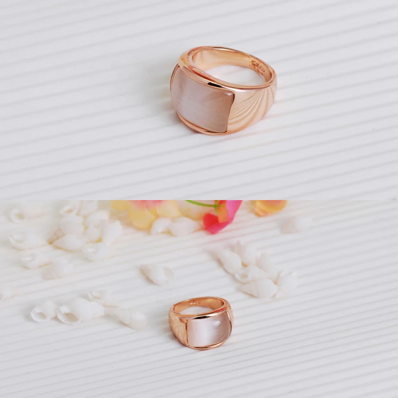 MOONROCY Модные ювелирные изделия оптом розовое золото цвет опал кристалл кольцо ювелирные изделия кольца для женщин девушка подарок