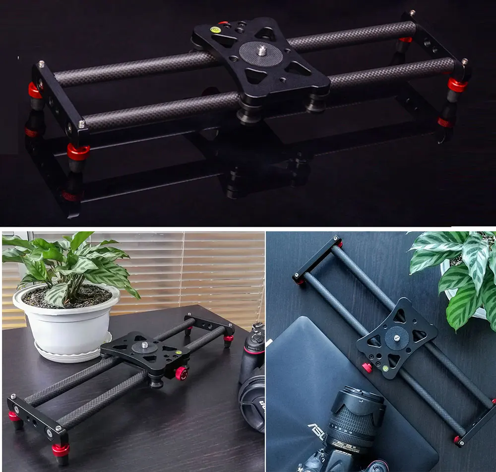DF DIGITALFOTO 40cm Mini Carbon Fiber Slider Track Dolly Slider Rail System for GoPro 6 XiaoYi Hero Action Camera DSLR iphone X