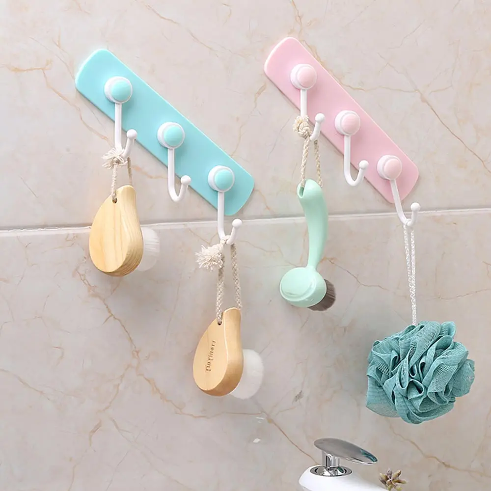 3PCS/Set Self Adhesive Clothes Hook Wall Door Holder Bathroom Towel Hanger Kitchen Bath Wall Hanger Hooks