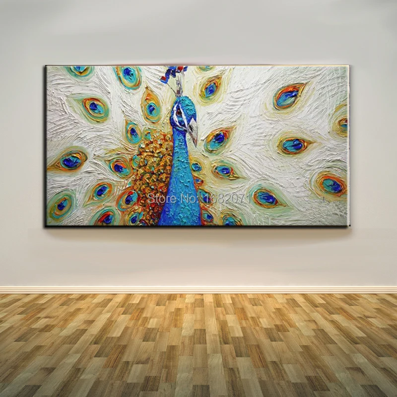  nl Sanat El Boyal Tavusku u Ya l boya Tuval zerine Modern Hayvan 